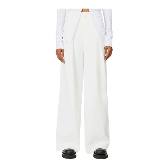 AYA MUSE Ivory Wide Leg Linen Blend Trousers Small - Picture 3 of 8
